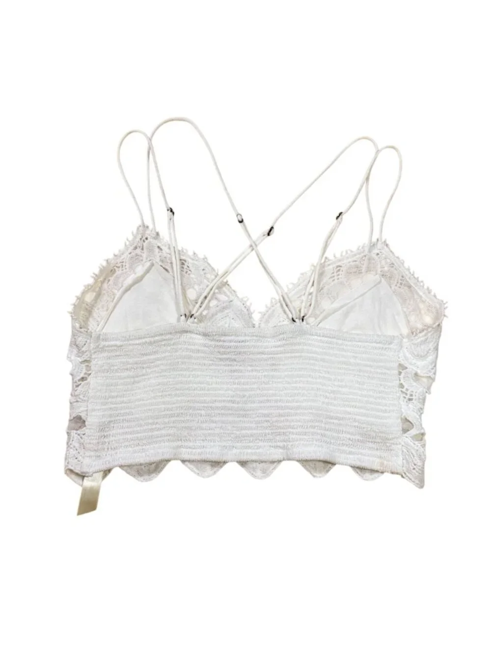 Free People FP One Women’s White Lace Crochet Bralette Cami Top Size Small - Picture 4 of 9